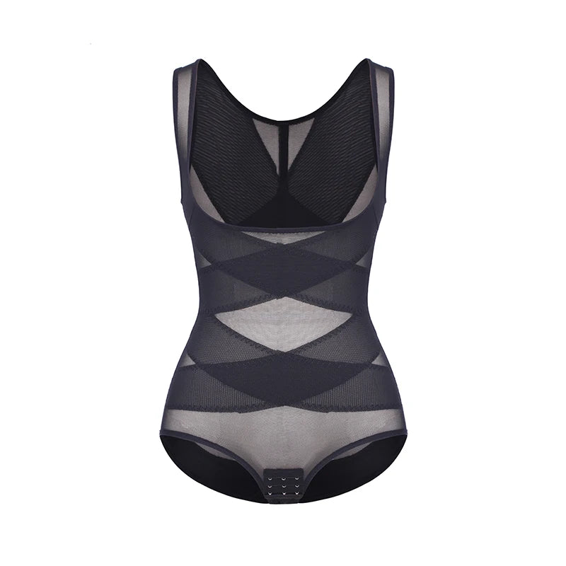 Mesh Shapewear Bodysuit for Women Tummy Control Waist Trainer Butt Lifter Panties Slimming Body Shaper Open Bust Underwear 2024